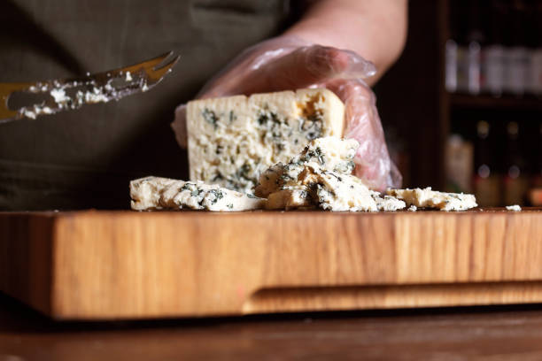 istock Cheese shop. Roquefort. Selective focus. Close up. 1396473748