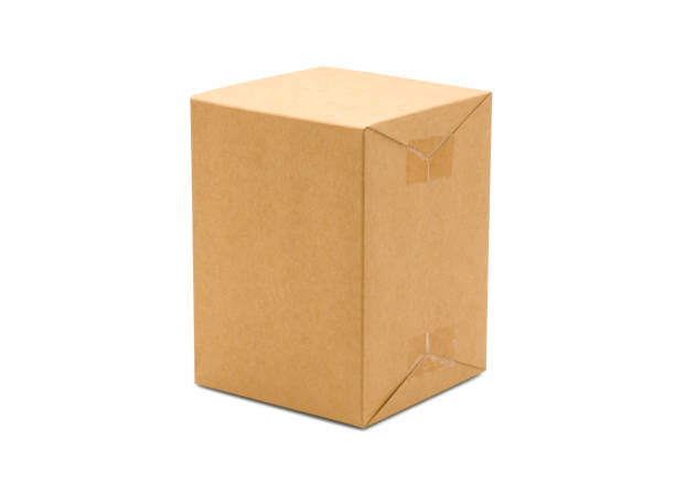 istock Brown cardboard box isolated on white background with tape. Suitable for packaging. 1396476936