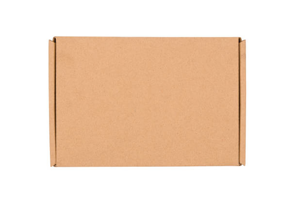 vista superior caja de cartón marrón aislada sobre fondo blanco con trazado de recorte. adecuado para embalaje. - caja de cartón fotografías e imágenes de stock