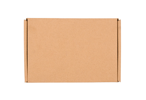Top view brown cardboard box isolated on white background with clipping path. Suitable for packaging.