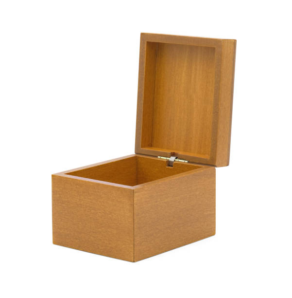 istock Wooden square casket box isolated on white background with clipping path. 1396476984