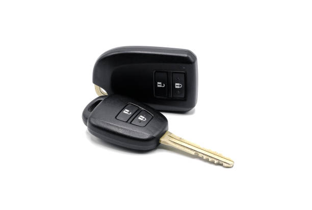 istock Various type of smart car keys with remote control for lock and unlock car isolated on white background. 1396478611