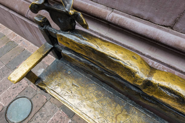 Mexico City, CDMX, Mexico, OCT, 24 2021, carved metal bench detail