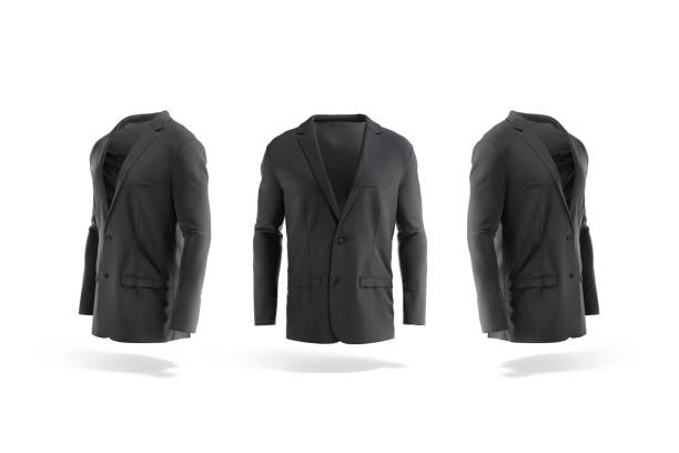 istock Blank black men blazer mock up, front and side view 1396480273