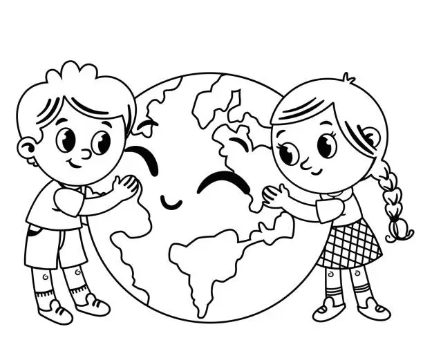 Vector illustration of Black and White Earth Day