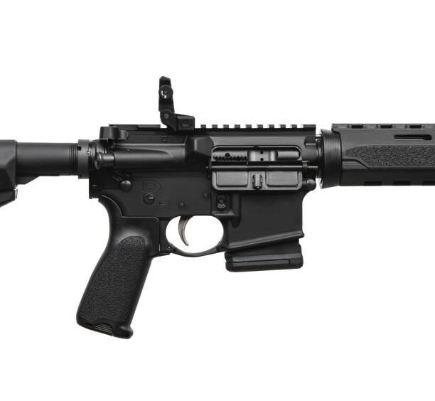 istock Modern automatic rifle isolated on white background. Weapons for police, special forces and the army. Automatic carbine with mechanical sights. Assault rifle on white back. 1396487842