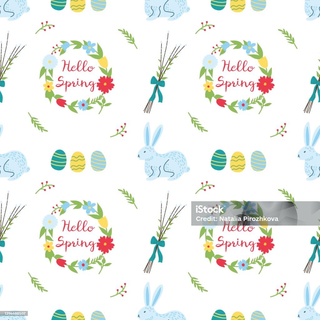 Spring Seamless Pattern Flat Vector Illustration Stock Illustration ...
