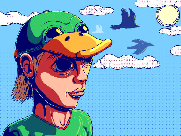 istock Ornithologist in camouflage - A man in a funny cap is watching the birds. 1396489238