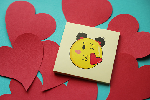 Emoji on heart shapes
