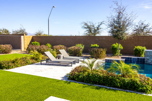 istock Two Adjustable Lounge Chairs With Pads Next To Pool 1396496135