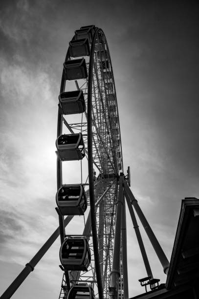 istock Black and White ferris wheel in Myrtle Beach on the Atlantic Ocean 1396499222