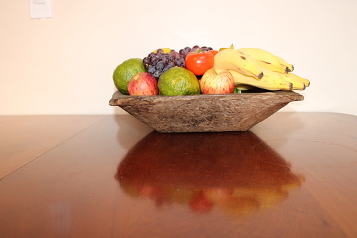 trough with variety of fruits