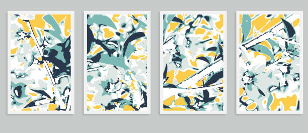 Vector flower blossom foliage scene woodcut style pattern postcard illustration banner backgrounds vector art illustration