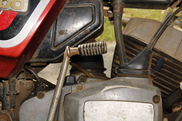 istock Very Old and vintage motorcycle, Background 1396503338
