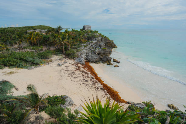 istock Scenic view of Tulum Mayan ruins at seaside 1396504751