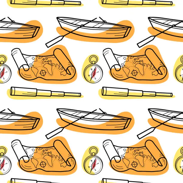 Vector illustration of vector seamless pattern on the theme of sea cruise