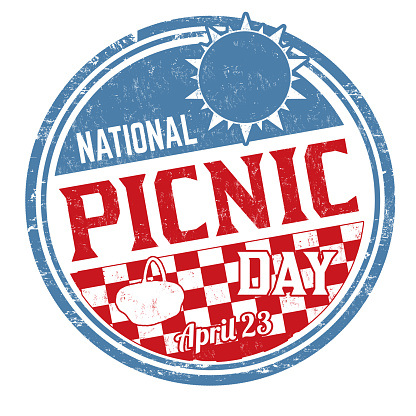 National picnic day sign or stamp on white background, vector illustration