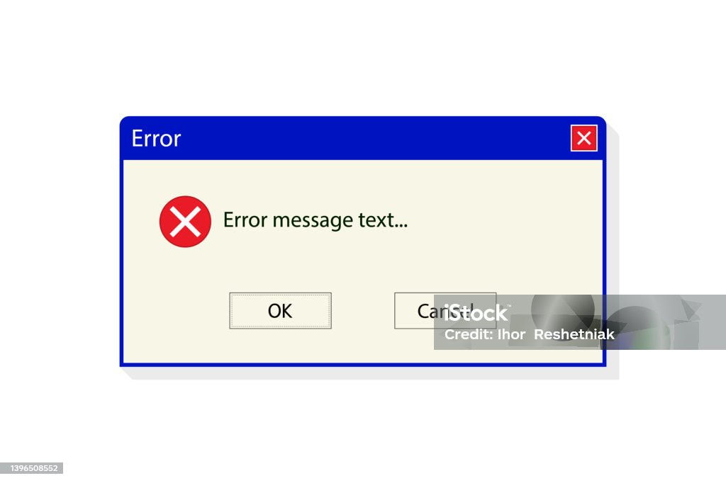 Error Window On Computer Error Message On 90s Pc System Alert Message ...