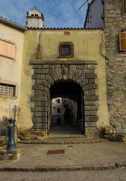 A small entrance gate, known as Mala Vrata, to the historic medieval hill village of Buzet in Istria, western Croatia. It ates from 1592