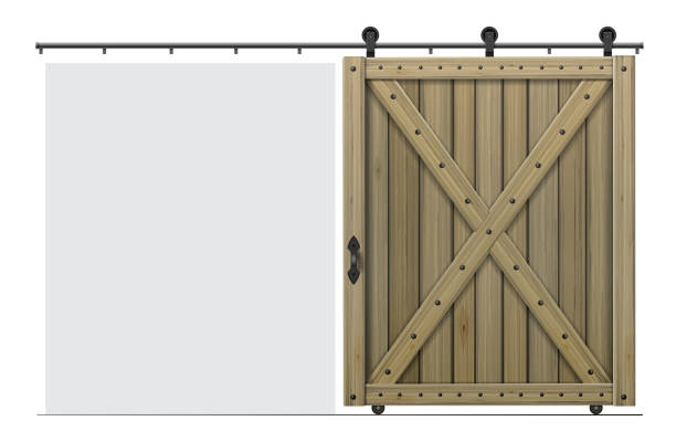 illustrations, cliparts, dessins animés et icônes de porte coulissante en bois de grange de style loft - barn door