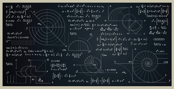 mathematische formel zum finden von gebieten. - mathematical symbol mathematics formula blackboard stock-grafiken, -clipart, -cartoons und -symbole