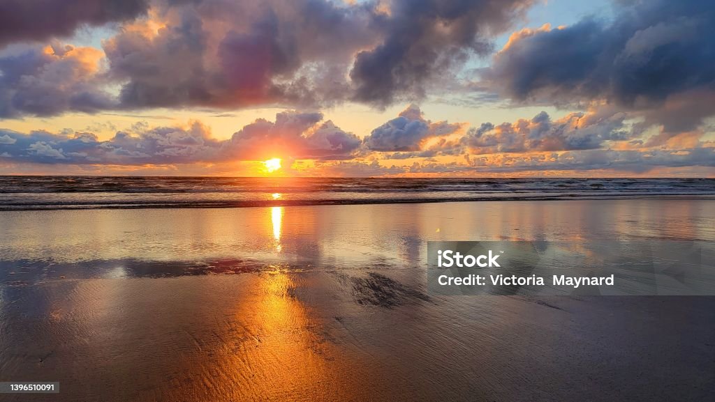 Oregon coast sunset Cannon Beach Stock Photo