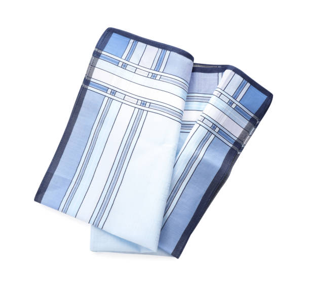 istock Stylish handkerchief isolated on white, top view 1396511401