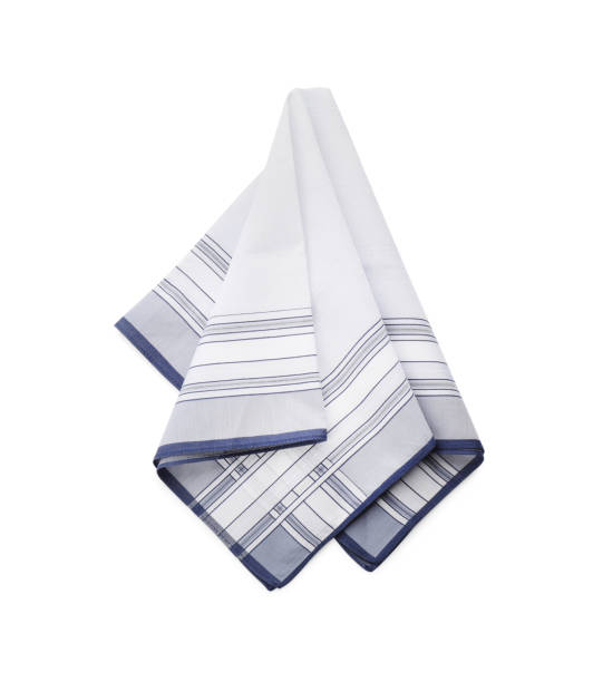 istock Stylish handkerchief isolated on white, top view 1396511410