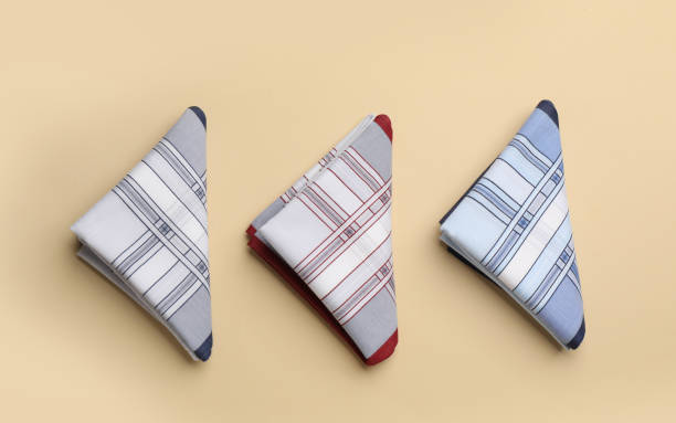 istock Stylish handkerchiefs on beige background, flat lay 1396511438