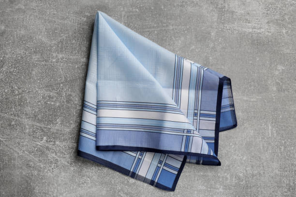 istock Stylish handkerchief on light grey table, top view 1396511449