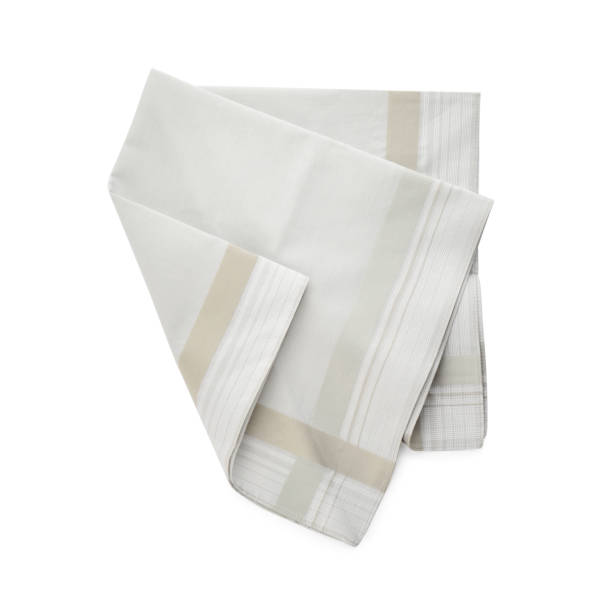 istock Stylish handkerchief isolated on white, top view 1396511569
