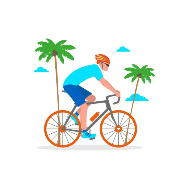 Vector illustration of Vector illustration of a man with a bicycle