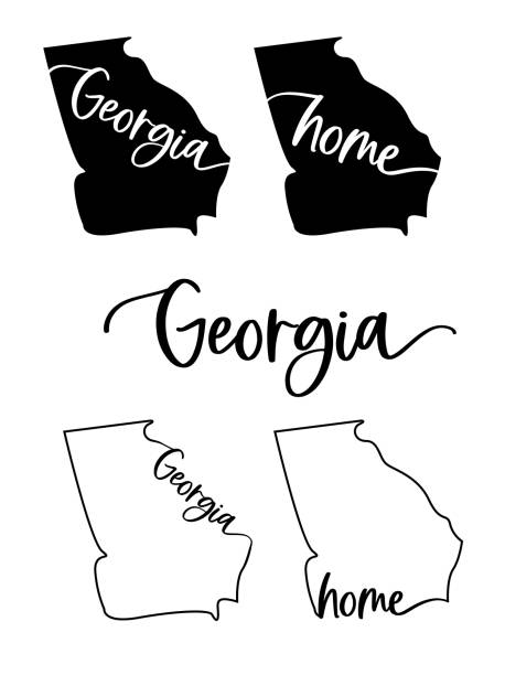 Stylized map of the U.S. state of Georgia vector illustration Stylized map of the U.S. state of Georgia vector illustration. Silhouette and outline witth name inscription georgia us state stock illustrations