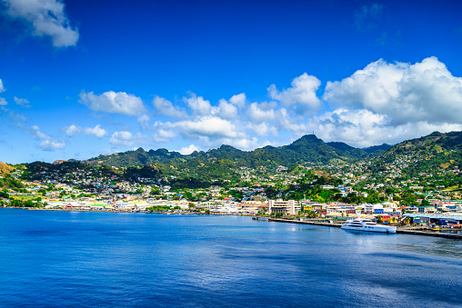 A view from the cruise terminal of Kingstown Harbor on St.Vincent