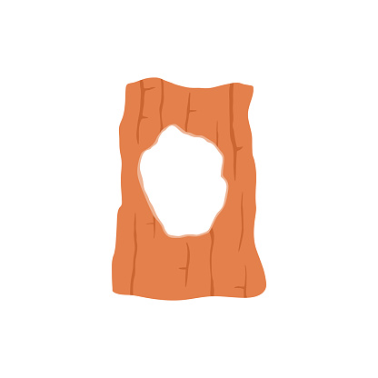 Hollow in tree trunk, cartoon vector illustration isolated on white background.