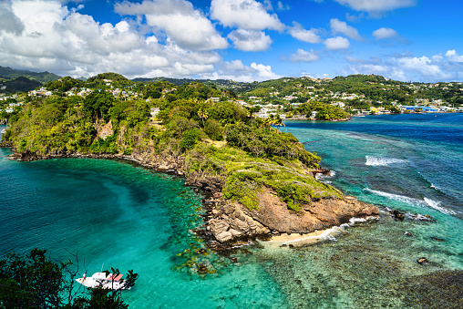 A view of Fort Duvernette a defensive structure on Saint Vincent and the Grenadines