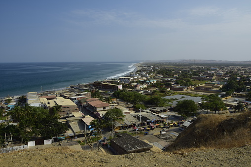 View of Mancora from a high hill. Peru.
