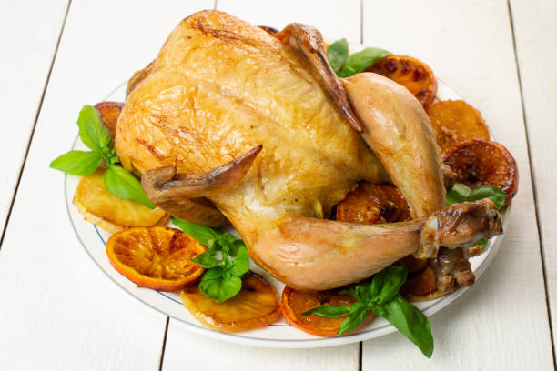 istock Grilled chicken with caramelized apples and oranges 1396517091