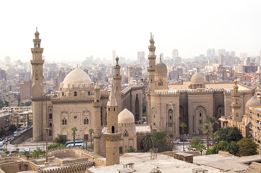 Nice view of the Mosque-Madrasa of Sultan Hassan in Cairo, Egypt