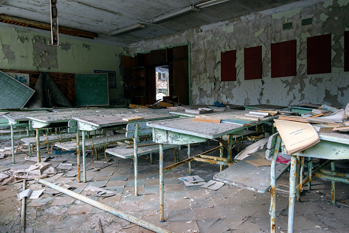 Abandoned Classroom in Pripyat, Chernobyl, Ukraine