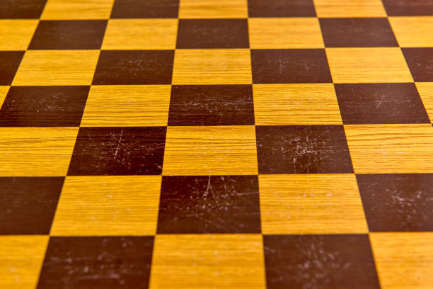 istock Old chess board texture background, wooden board. 1396528152