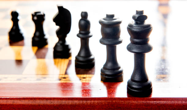istock Wooden chess pieces, board game and strategy, chess game 1396528289
