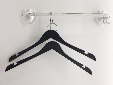 Coathanger hanging on the wall in the fitting room