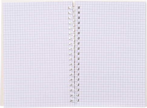 notebook in a cage with a spring is isolated on a white background