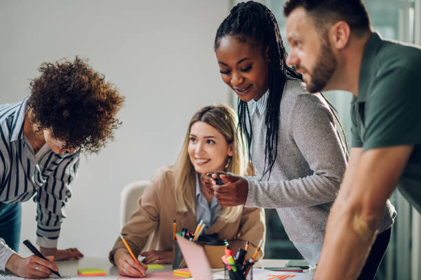 istock Multiracial business team on a meeting in a modern bright office 1396539841