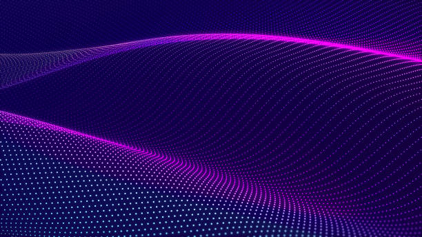 istock Musical wave. Beautiful illustration with connected dots and lines. Digital network background. 3D 1396541313