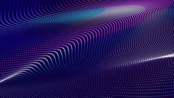 istock Musical wave. Beautiful illustration with connected dots and lines. Digital network background. 3D 1396541325