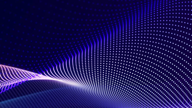 istock Musical wave. Beautiful illustration with connected dots and lines. Digital network background. 3D 1396541446