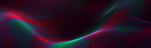 istock Musical wave. Beautiful illustration with connected dots and lines. Digital network background. 3D 1396542643