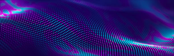 istock Musical wave. Beautiful illustration with connected dots and lines. Digital network background. 3D 1396543280